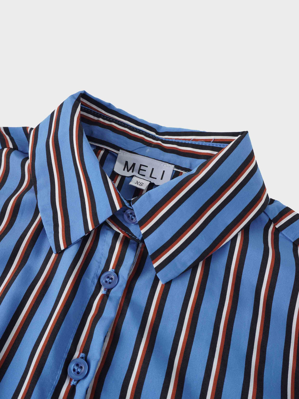 Striped Cotton Blouse-Blue Pinstripe-3