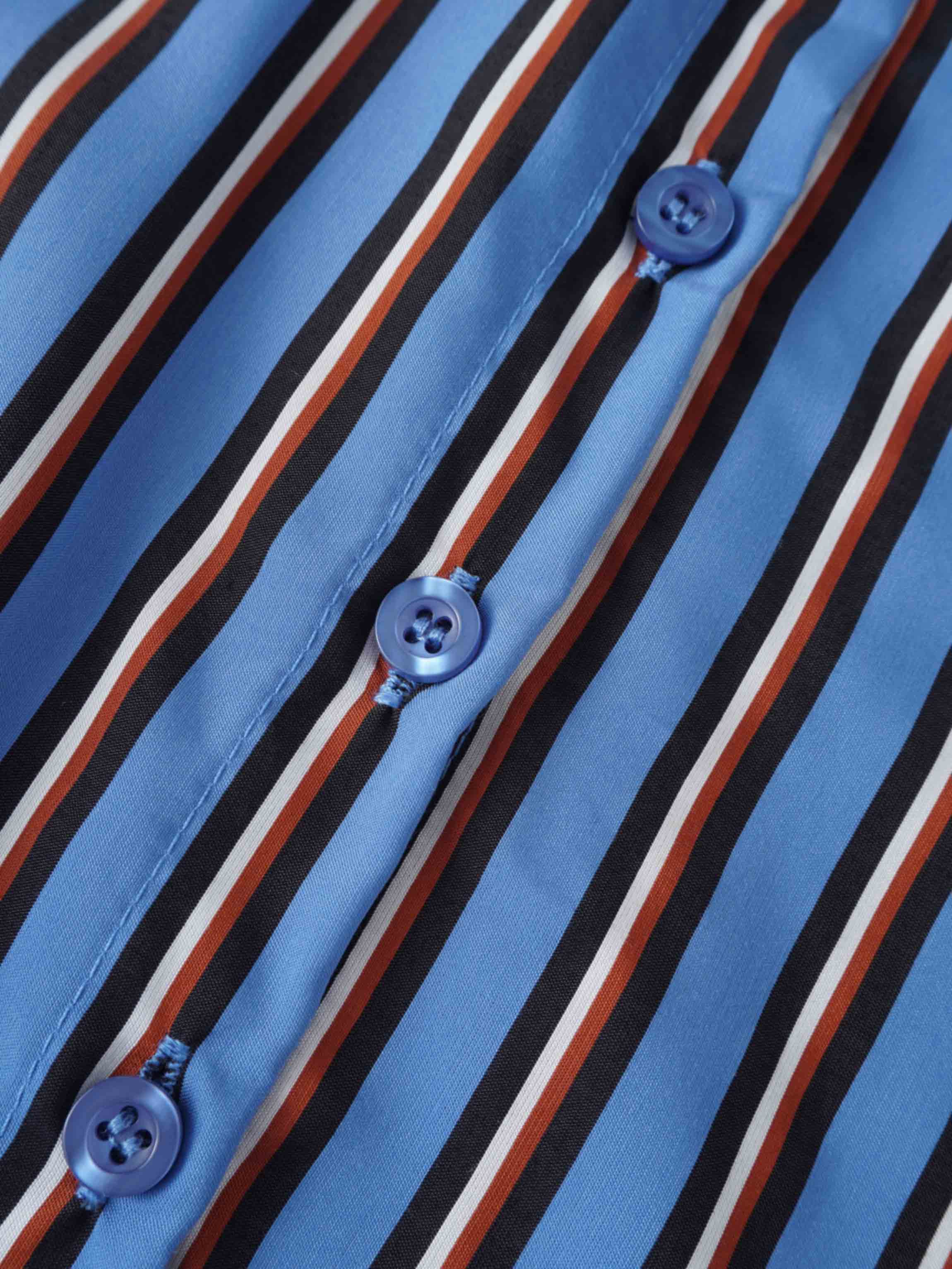 Striped Cotton Blouse-Blue Pinstripe-4