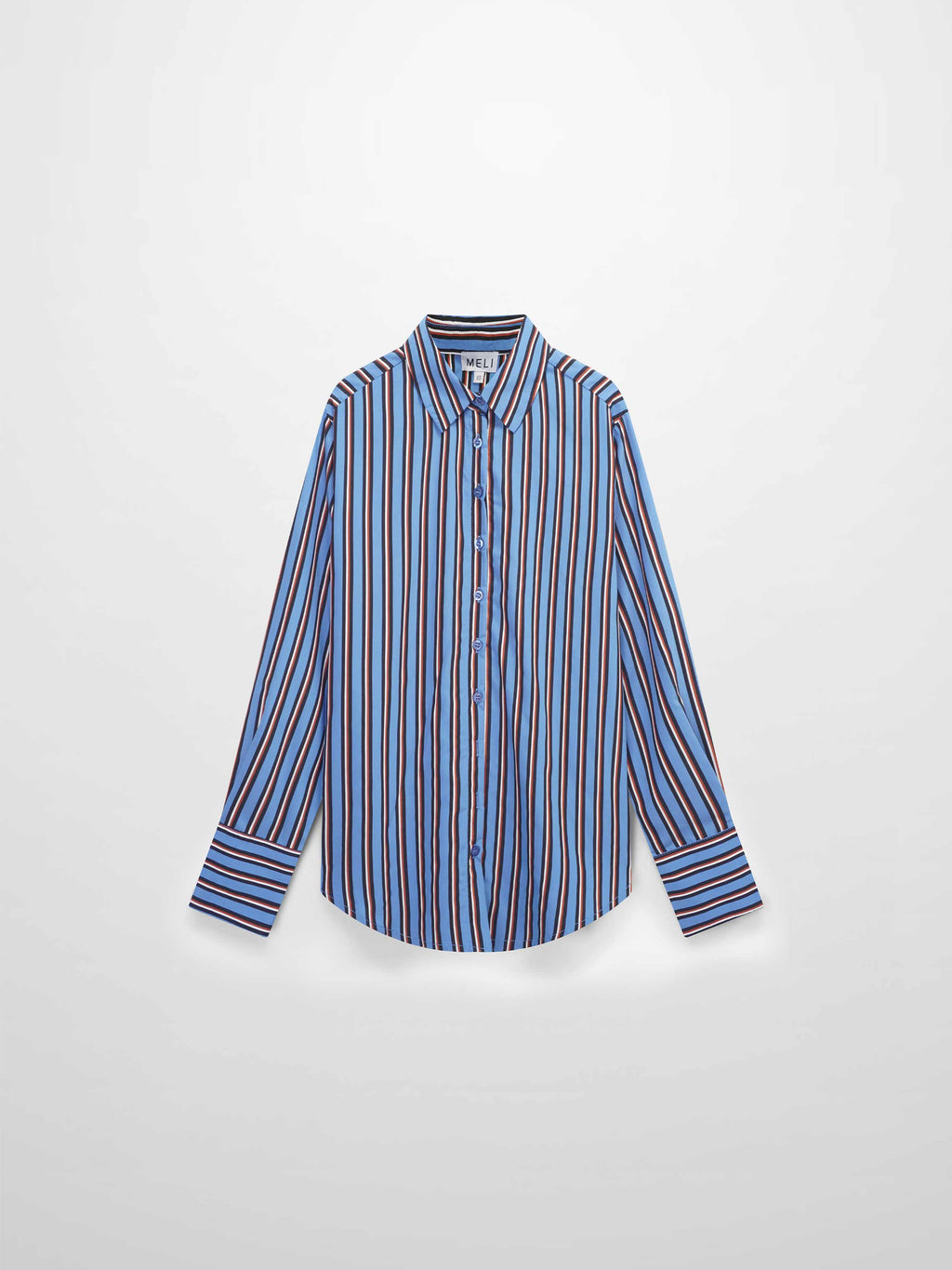 Striped Cotton Blouse-Blue Pinstripe-1